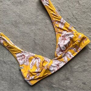 Rhythm Vanuatu Tall Triangle Floral Bikini Swimsuit Top Yellow